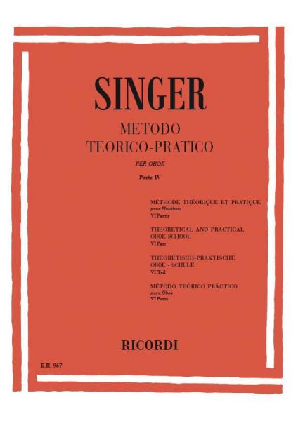 RICORDI SINGER S. - METODO TEORICO-PRATICO - PARTE IV 13 STUDI - HAUTBOIS