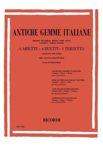 RICORDI ANTICHE GEMME ITALIANE - CHANT ET PIANO