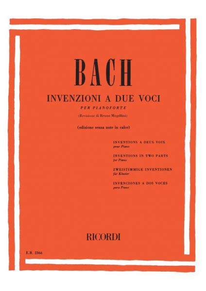 RICORDI BACH J.S. - INVENZIONI A 2 VOCI PER PIANOFORTE - PIANO