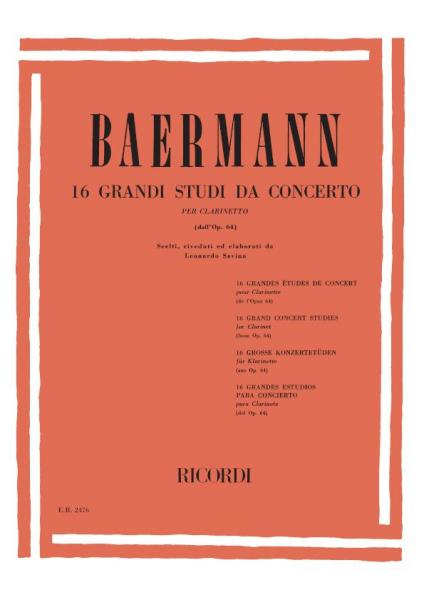 RICORDI BAERMANN K. - 16 GRANDI STUDI DA CONCERTO - CLARINETTE