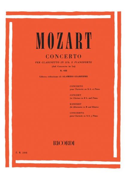 RICORDI MOZART W.A. - CONCERTO - CLARINETTO IN SIB E PIANOFORTE