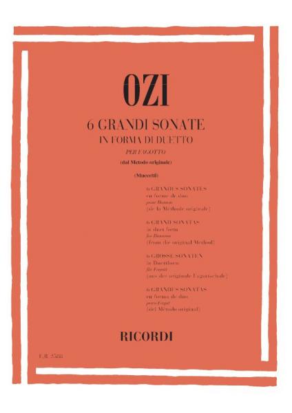 RICORDI OZI E. - 6 GRANDI SONATE IN FORMA DI DUETTO - BASSON