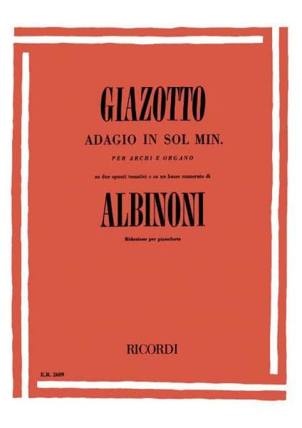 RICORDI ALBINONI T. - ADAGIO IN SOL MIN - PIANO