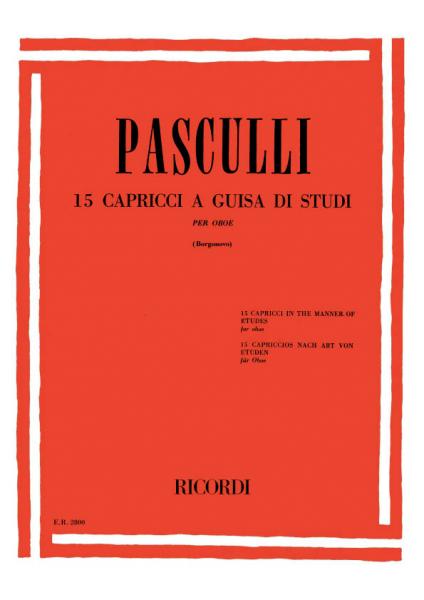 RICORDI PASCULLI A. - 15 CAPRICCI PER OBOE A GUISA DI STUDI - HAUTBOIS ET PIANO