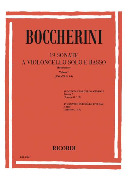 RICORDI Boccherini L. - 19 Sonatas Vol. I G.1-9 - Violoncelle et Piano