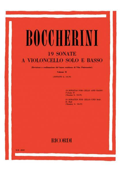 RICORDI BOCCHERINI L. - 19 SONATAS VOL. II G.10-19 - VIOLONCELLE ET PIANO