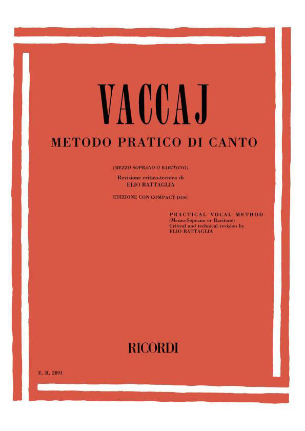 RICORDI Vaccaj Metodo Pratico Di Canto (MS Ou B) Avec CD