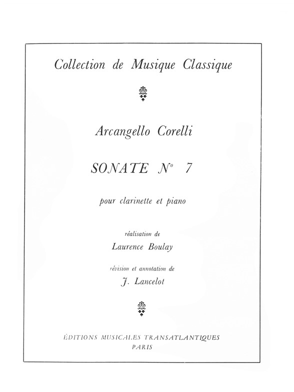 TRANSATLANTIQUES CORELLI ARCANGELLO - SONATE N°7 - CLARINETTE & PIANO