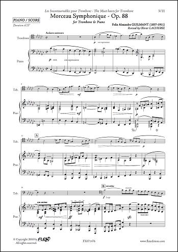 FLEX EDITIONS GUILMANT F.A. - MORCEAU SYMPHONIQUE OPUS 88 - TROMBONE & PIANO