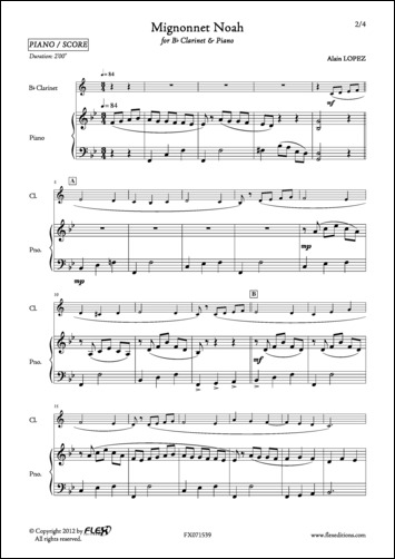 FLEX EDITIONS LOPEZ A. - MIGNONNET NOAH - CLARINET AND PIANO