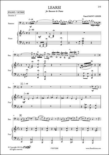 FLEX EDITIONS SAINT-LEGER P. - LEARSI - BASSON ET PIANO