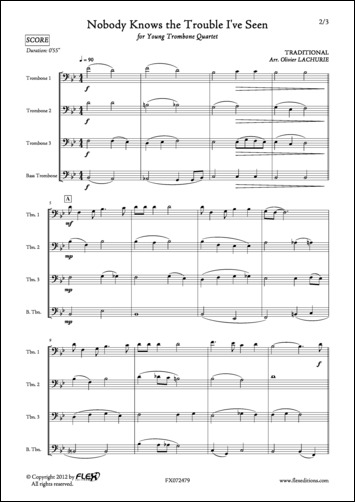 FLEX EDITIONS TRADITIONNEL - NOBODY KNOWS - QUATUOR DE TROMBONES