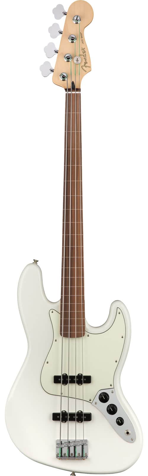 FENDER MEXICAN PLAYER JAZZ BASS FRETLESS PF, POLAR WHITE