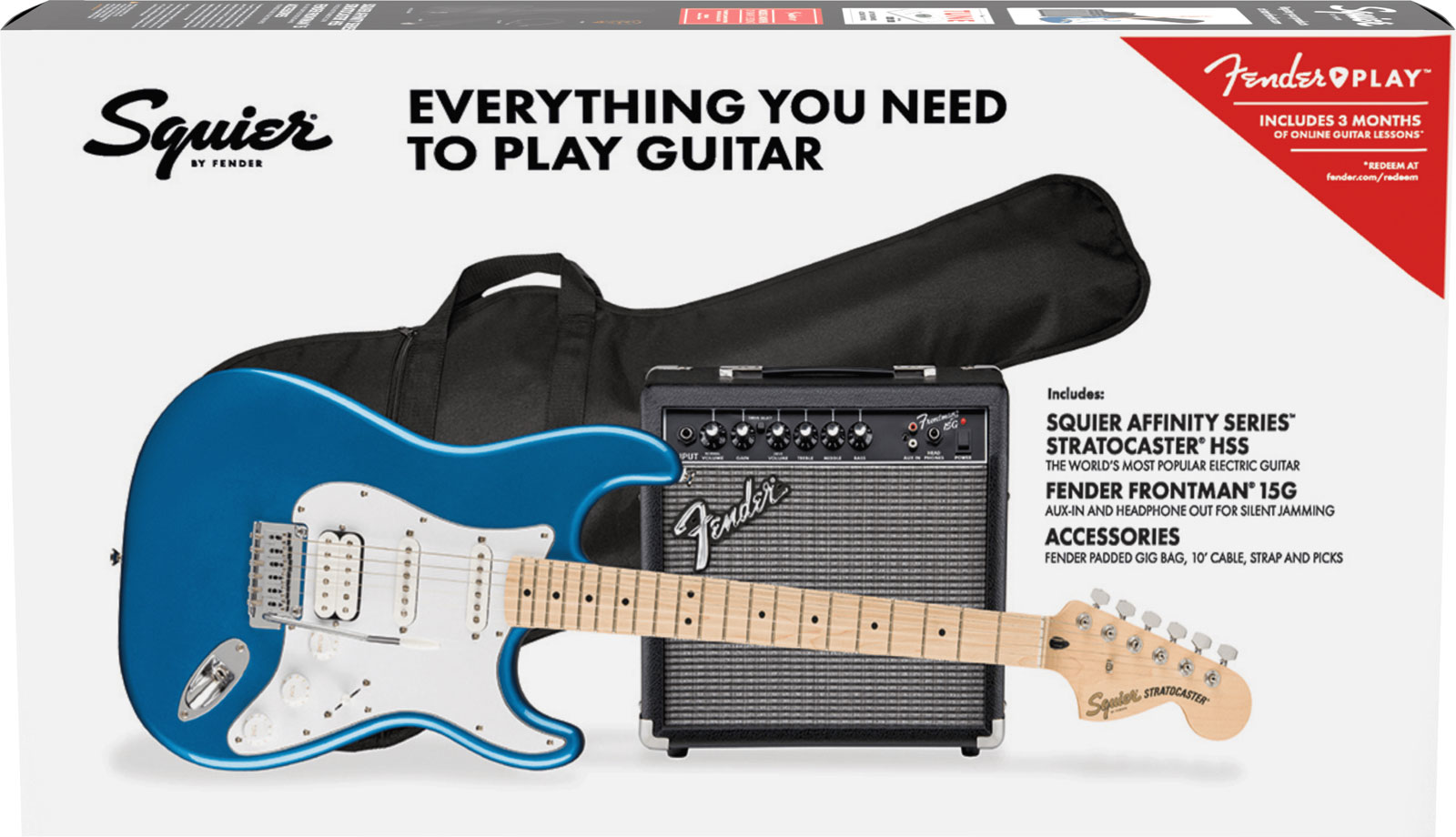 SQUIER Stratocaster HSS Affinity Pack MN Lake Placid Blue