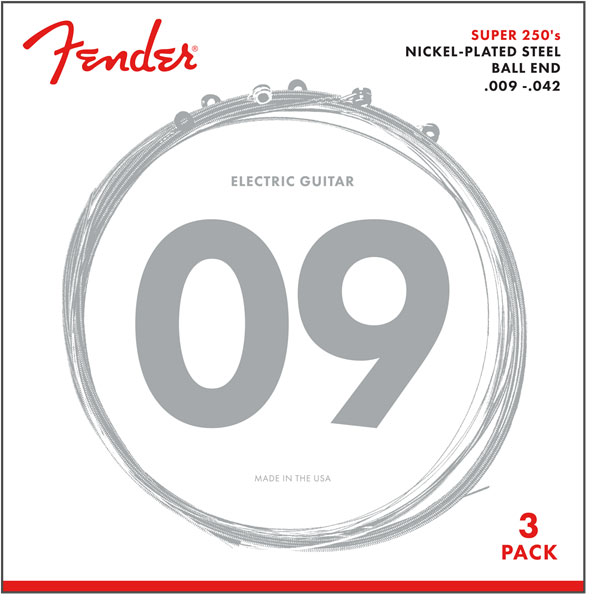 FENDER Super 250 Nickel Plated Steel 9-42 Pack de 3