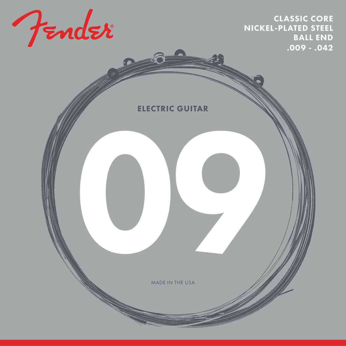 FENDER CLASSIC CORE ELECTRIC GUITAR STRINGS, 255L, Nickel-PLATED STEEL, BALL ENDS (.009-.042)