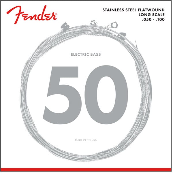 Fender Stainless 9050's , Stainless Steel Flatwound, 9050ml .050-.100 Tirant, (jeu De 4 Cordes)