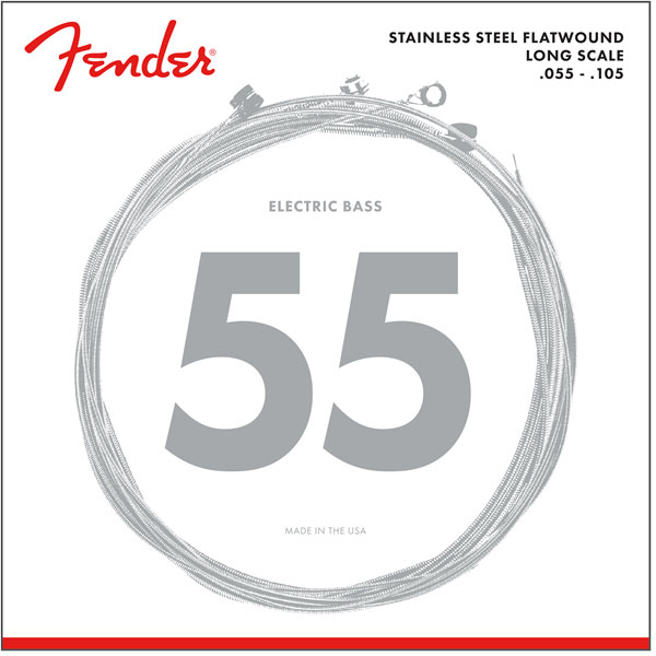 FENDER STAINLESS STEEL FLATWOUND LONG SCALE 55-105