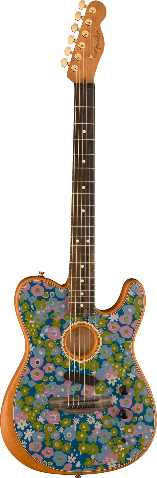 FENDER FSR AMERICAN ACOUSTASONIC TELECASTER, BLUE FLOWER