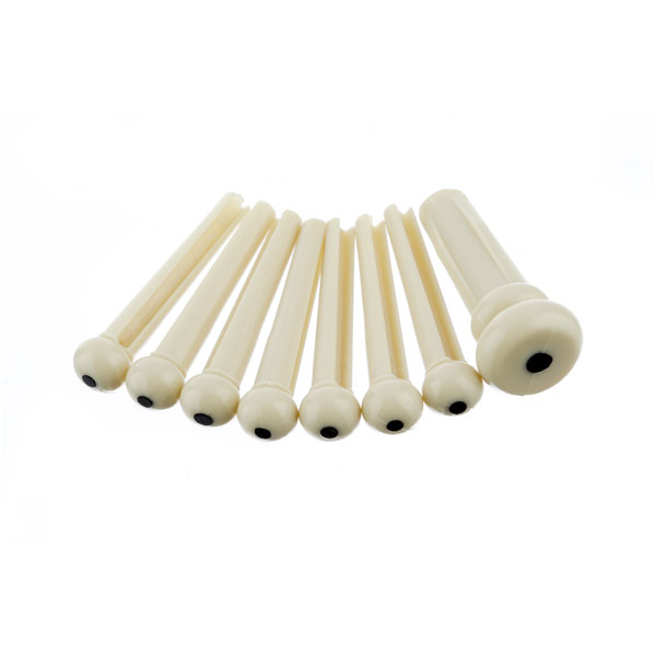 FENDER Bridge Pin Set, Ivory With Black Dot (7)