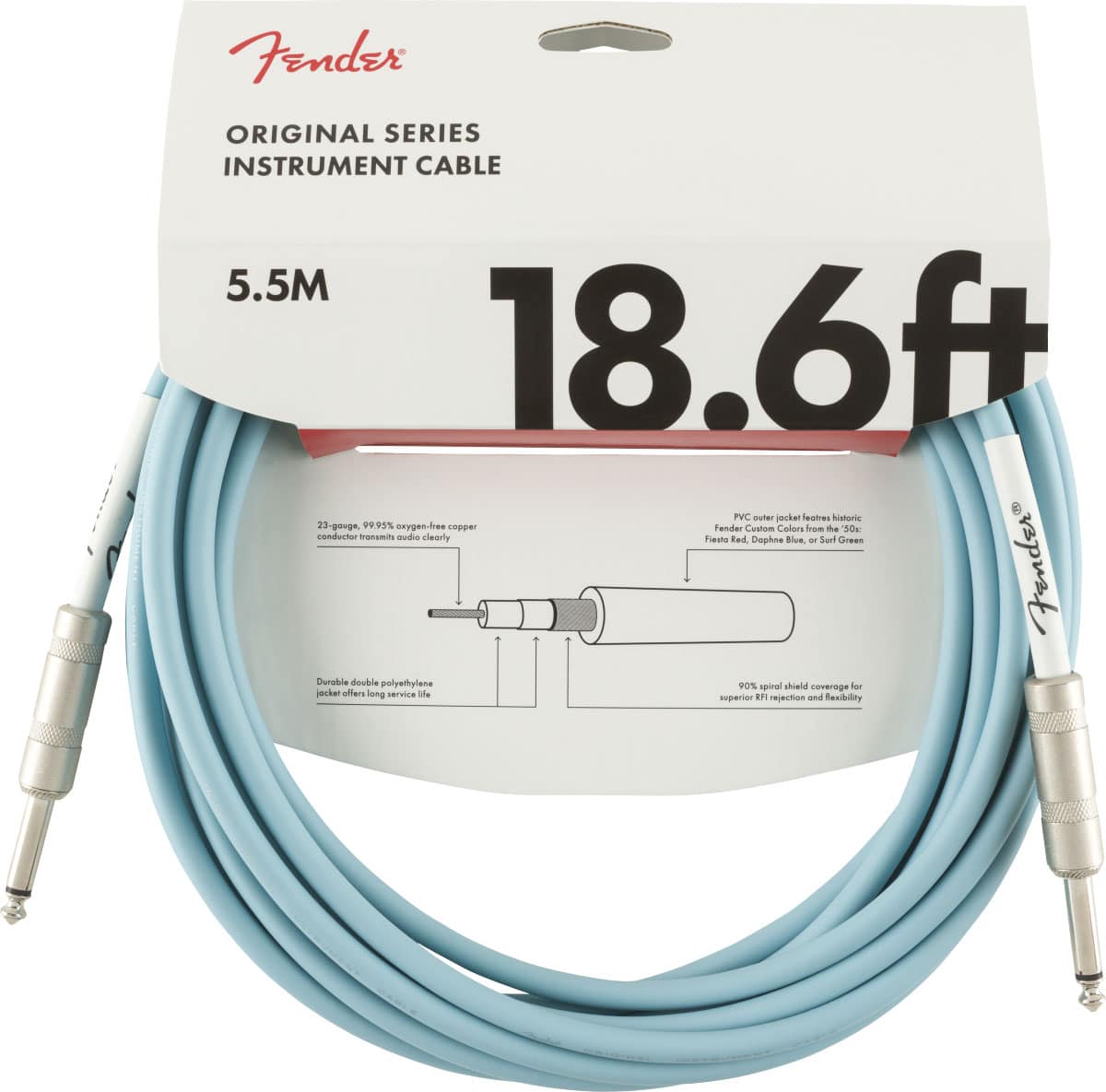 FENDER ORIGINAL INSTRUMENT CABLE, 18.6', DAPHNE BLUE