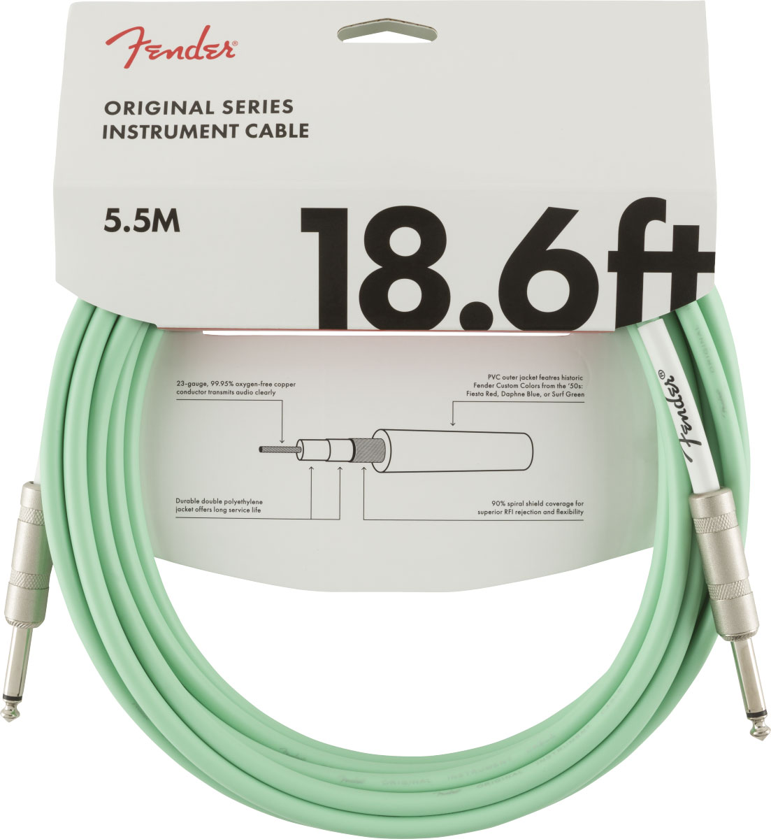 FENDER Original Instrument Cable, 18.6', Surf Green