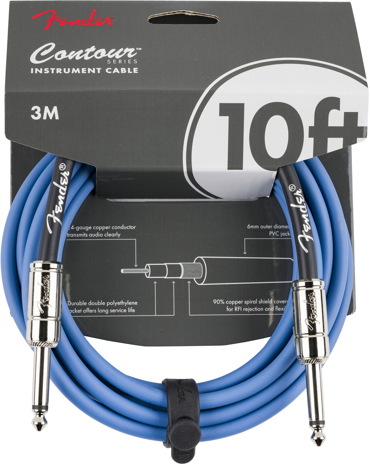 FENDER Contour 10' Cable, Lake Placid Blue