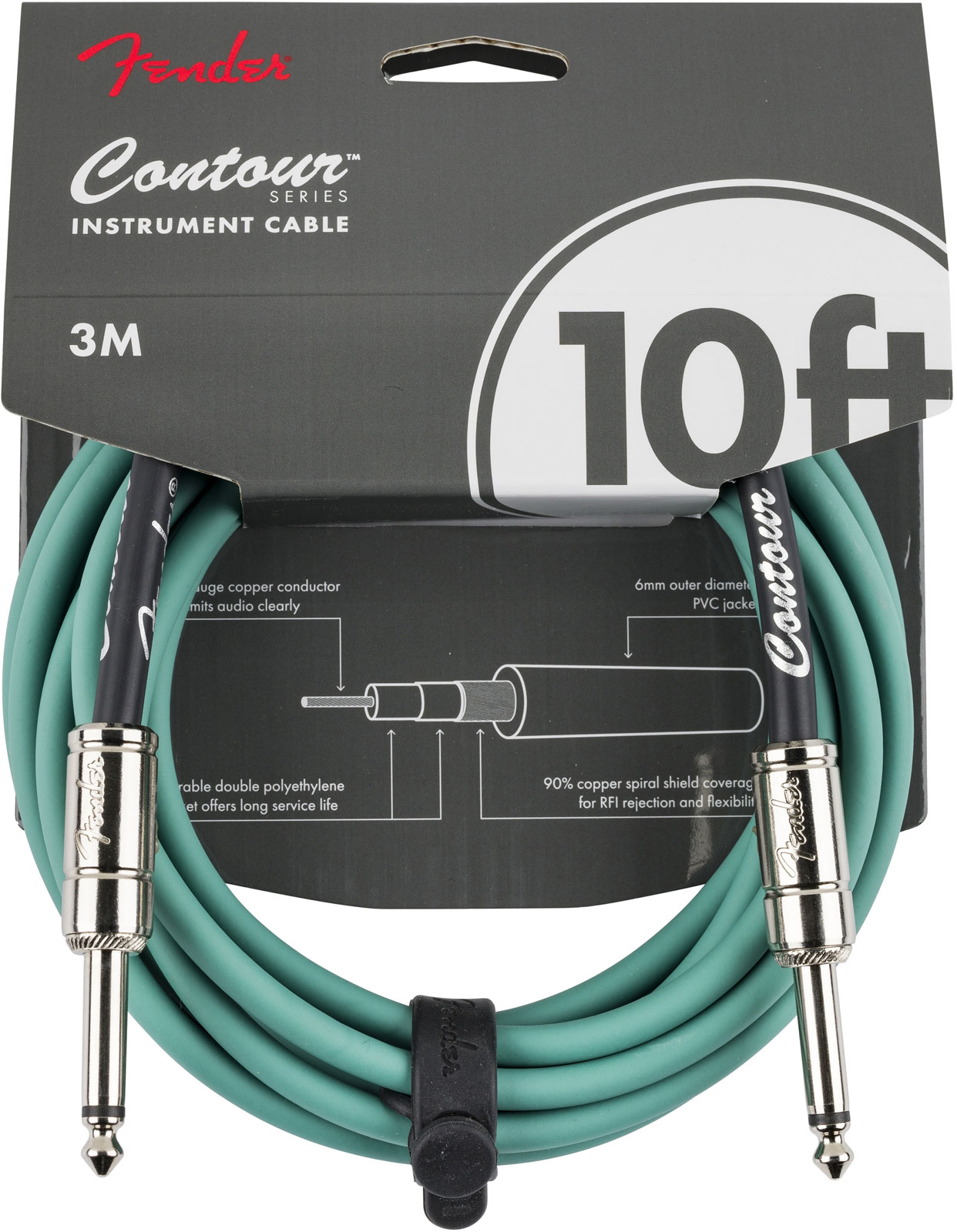 FENDER Contour 10' Cable, Sherwood Green