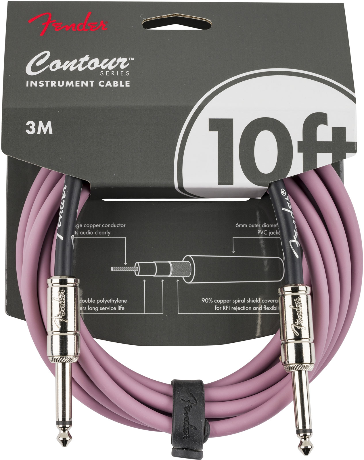 FENDER Contour 10' Cable, Burgundy Mist