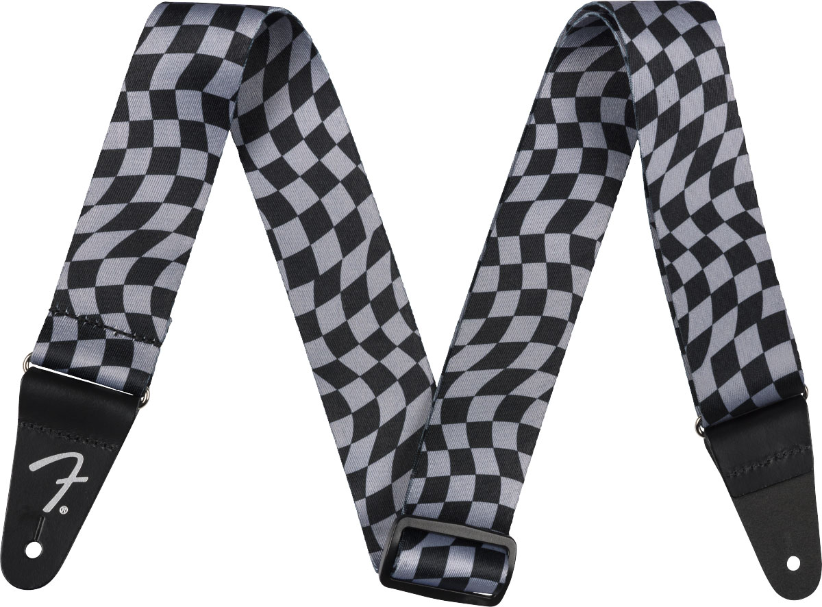 FENDER Wavy Checkerboard Polyester Strap, Gray