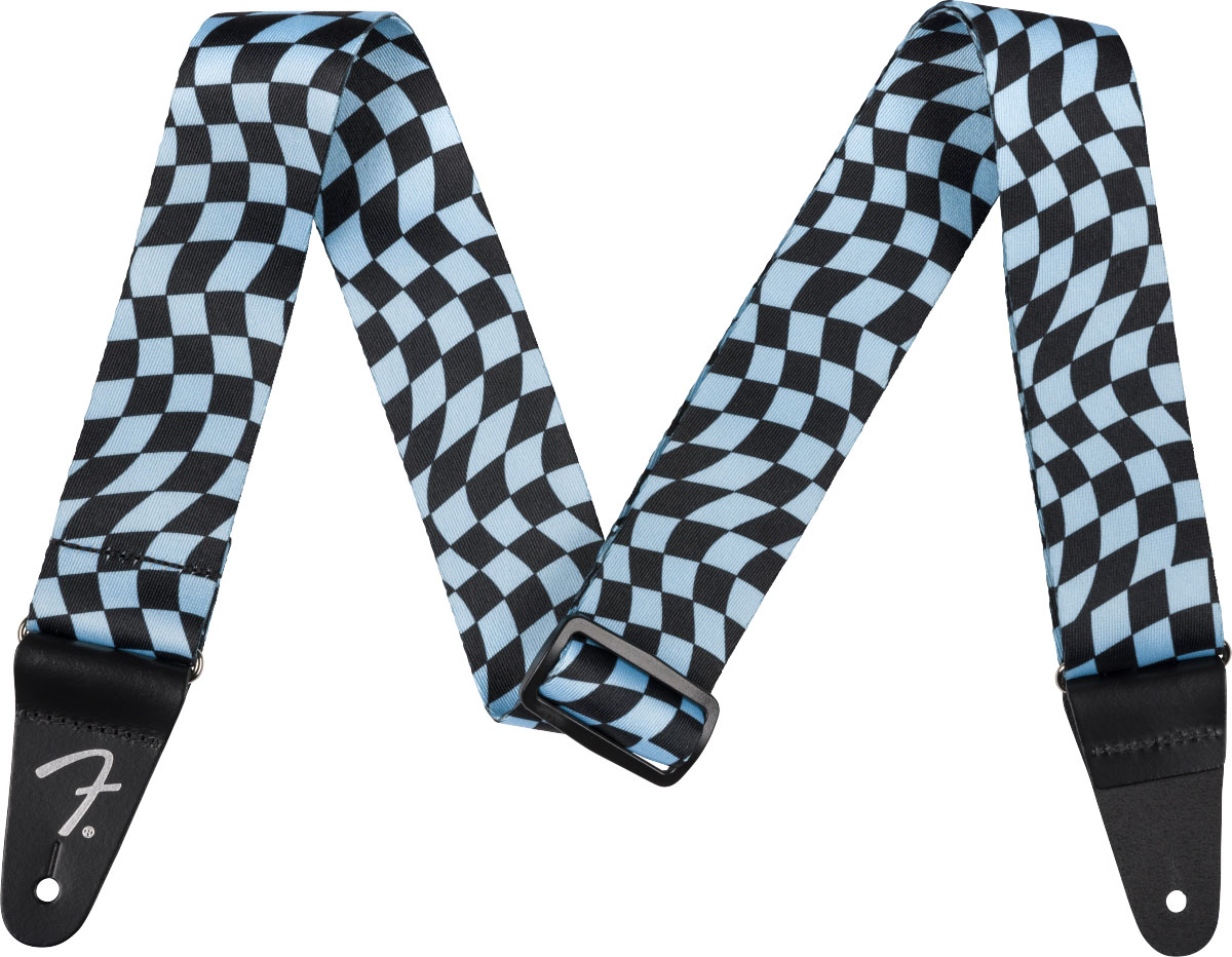 FENDER Wavy Checkerboard Polyester Strap, Blue