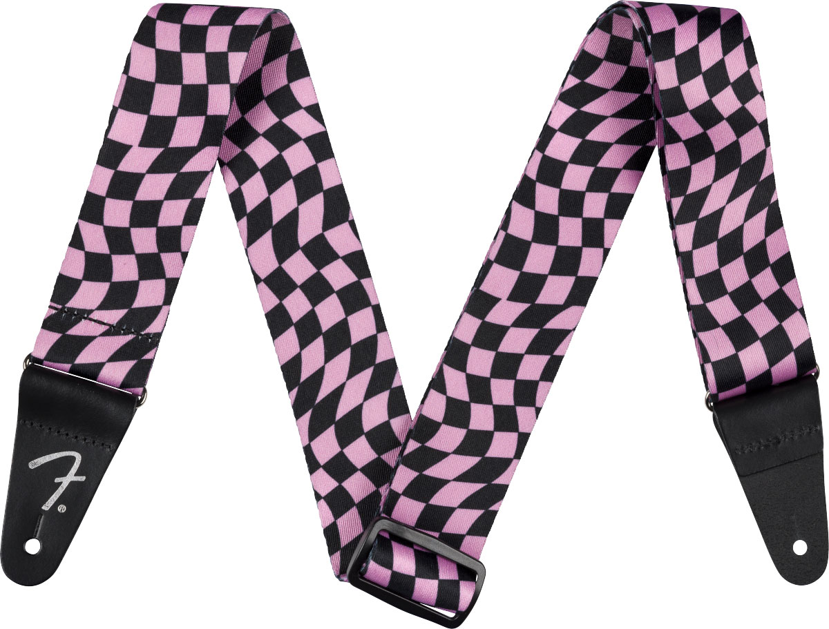 FENDER Wavy Checkerboard Polyester Strap, Pink