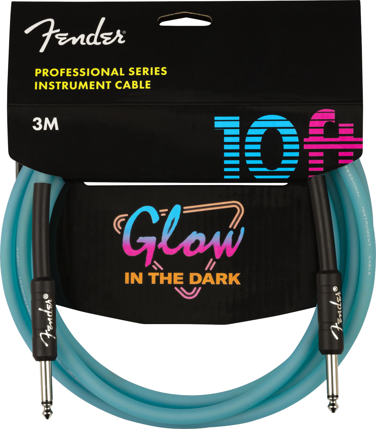 FENDER PROFESSIONAL GLOW IN THE DARK CABLE, BLUE, 10'