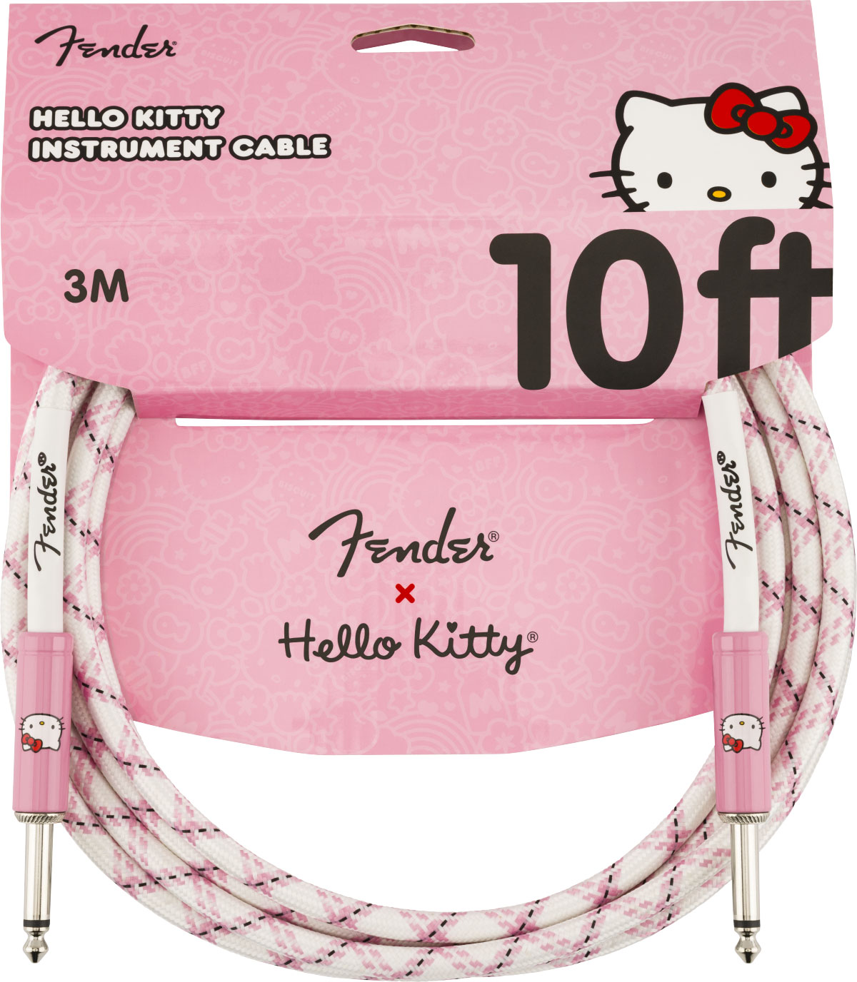 FENDER Fender x Hello Kitty White/Pink Woven Cable 10'