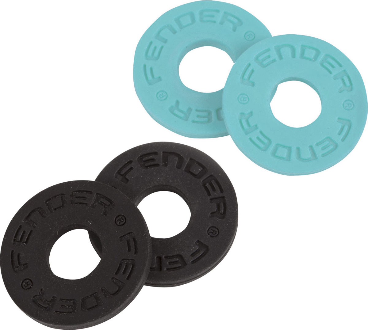 FENDER STRAP BLOCK, 4-PACK, BLACK (2) AND DAPHNE BLUE (2)