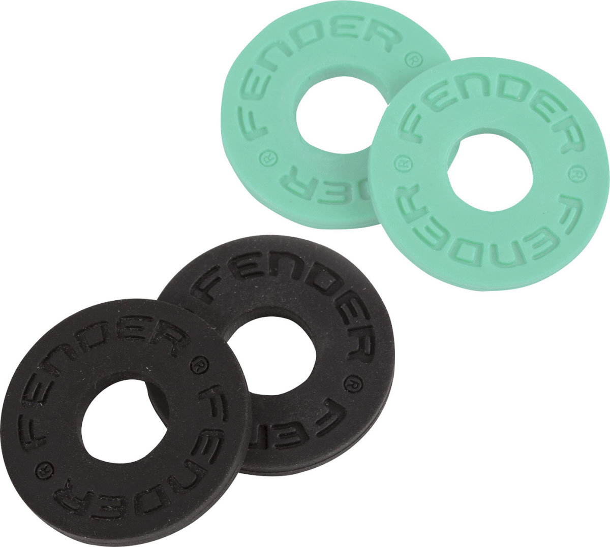 FENDER Strap Block, 4-Pack, Black (2) And Surf Green (2)