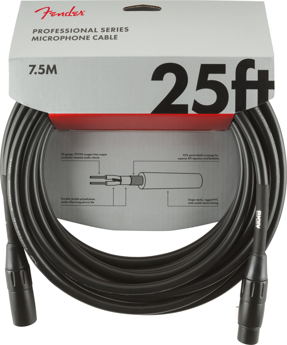 PROFESSIONAL MICROPHONE CABLE, 25', BLACK
