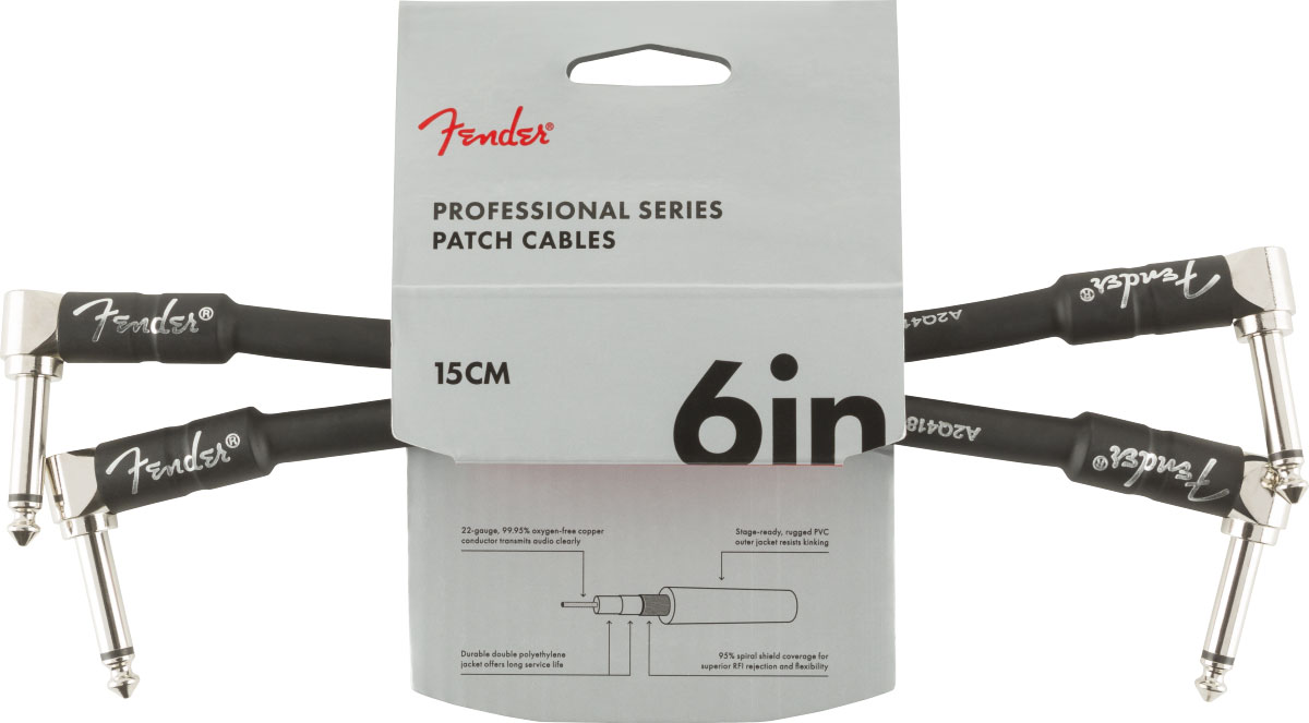 FENDER PROFESSIONAL INSTRUMENT CABLE 2-PACK, ANGLE/ANGLE, 6