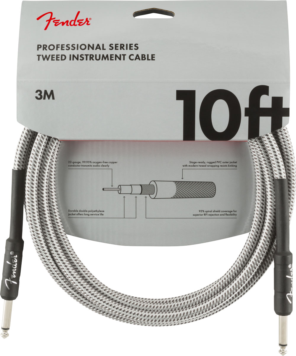 FENDER PROFESSIONAL INSTRUMENT CABLE, 10', WHITE TWEED