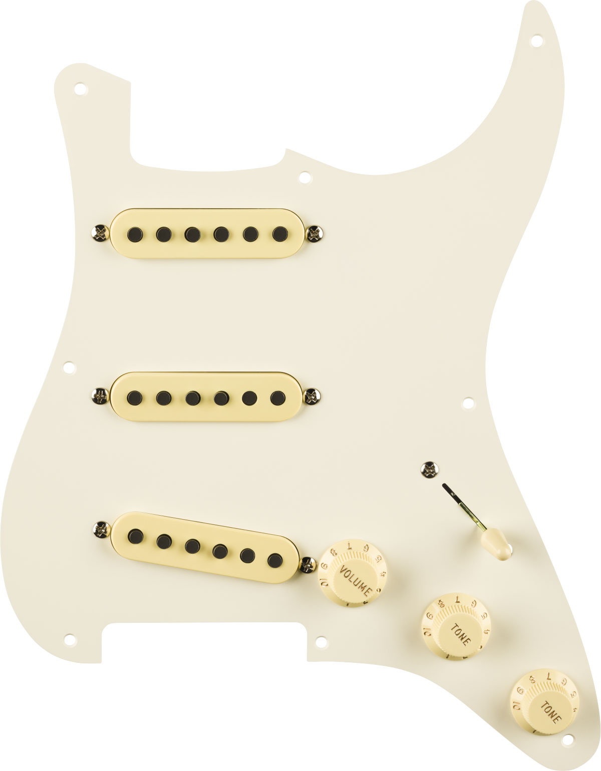 FENDER Pre-wired Strat Pickguard, Eric Sign. parchment 8 Hole Pg