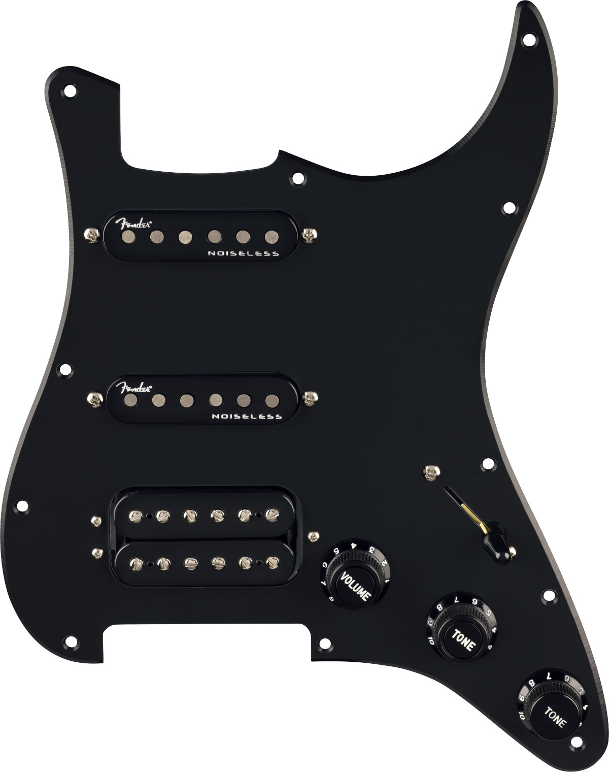 FENDER Pre-Wired Strat Pickguard Quadra Tap/Ultra Noiseless HSS Black 11 Hole PG