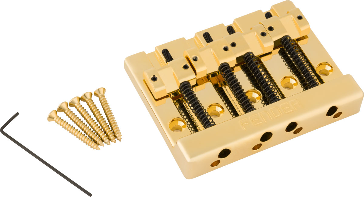 FENDER Fender HiMass 4-String Bass Bridge Assembly With Zinc Saddles Gold