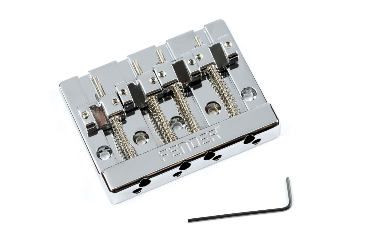FENDER HIMASS 4-STRING BASS BRIDGE ASSEMBLY WITH BRASS SADDLES, CHROME