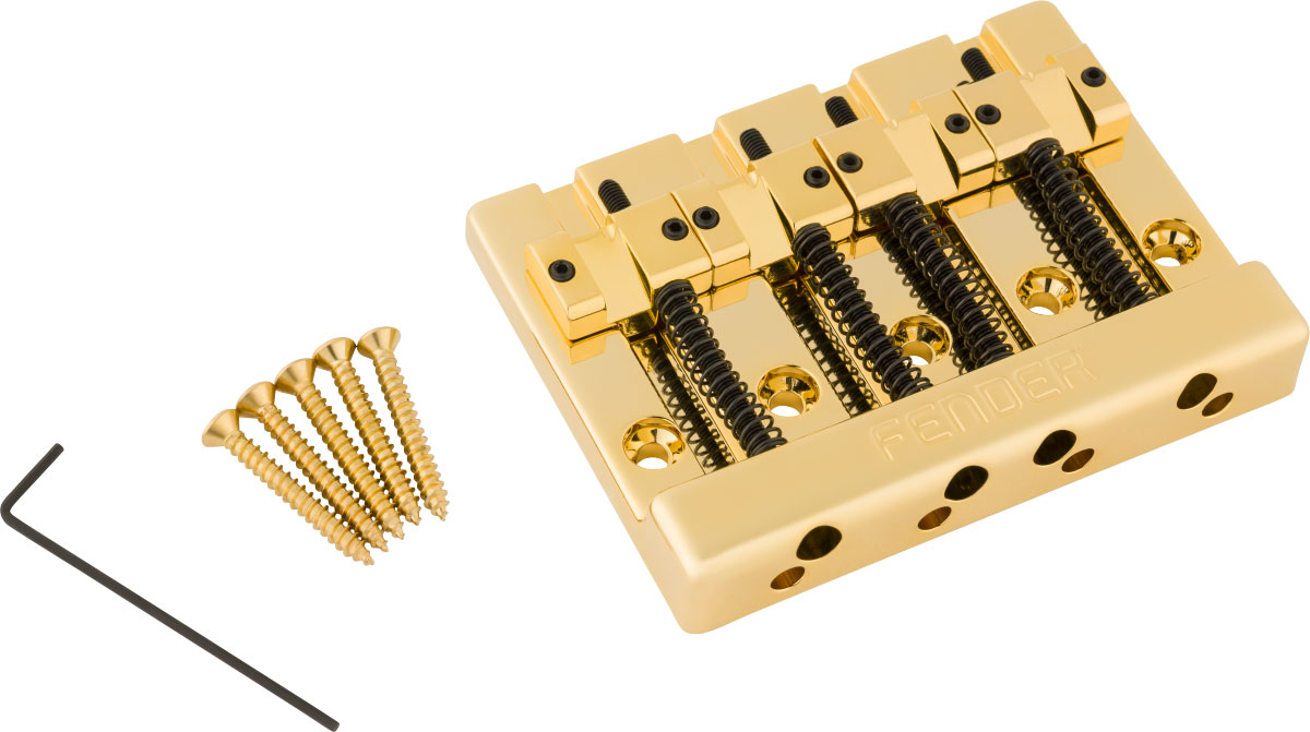 FENDER Fender HiMass 4-String Bass Bridge Assembly With Brass Saddles Gold