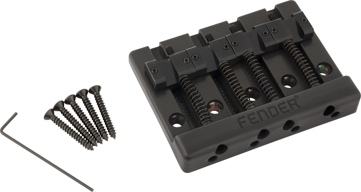 FENDER Fender HiMass 4-String Bass Bridge Assembly With Brass Saddles Black