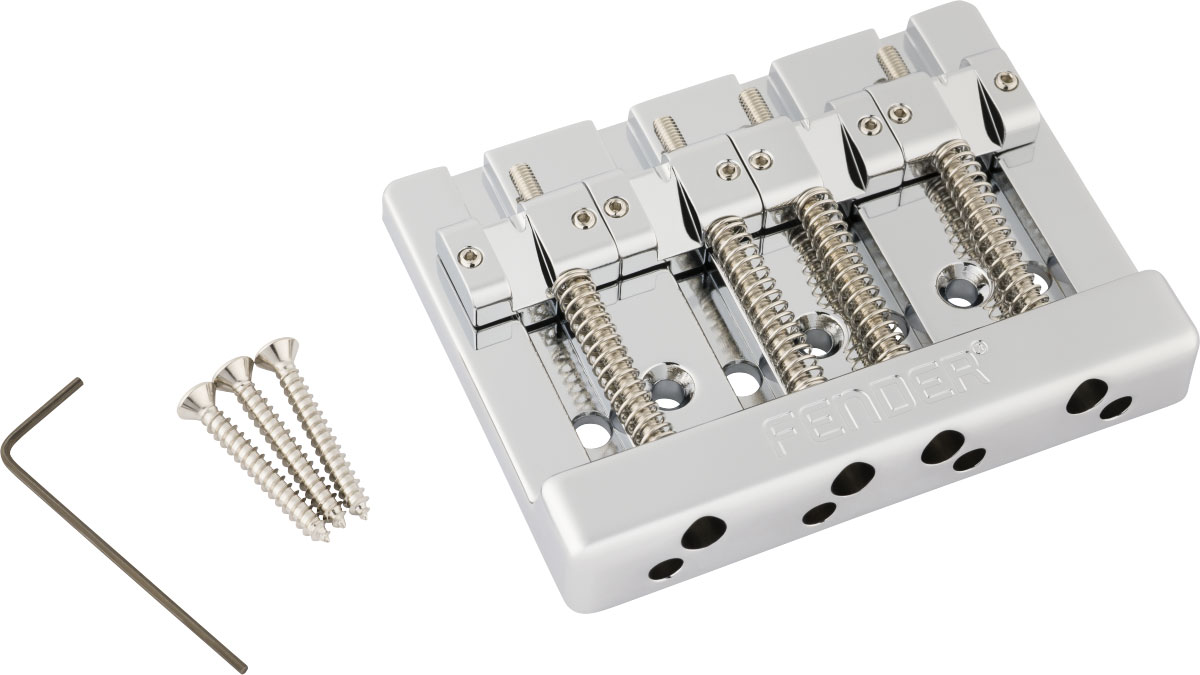 FENDER Fender HiMass String-Through 4-String Bass Bridge Assembly With Brass Saddles Chrome