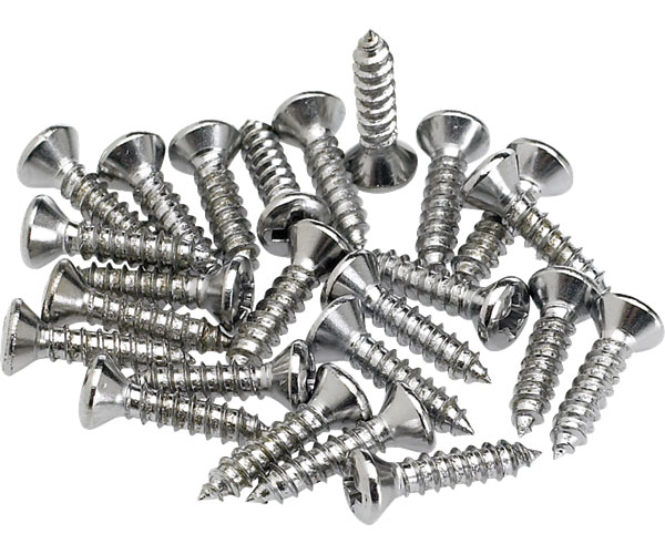 FENDER PICKGUARD/CONTROL PLATE MOUNTING SCREWS (24) (CHROME)