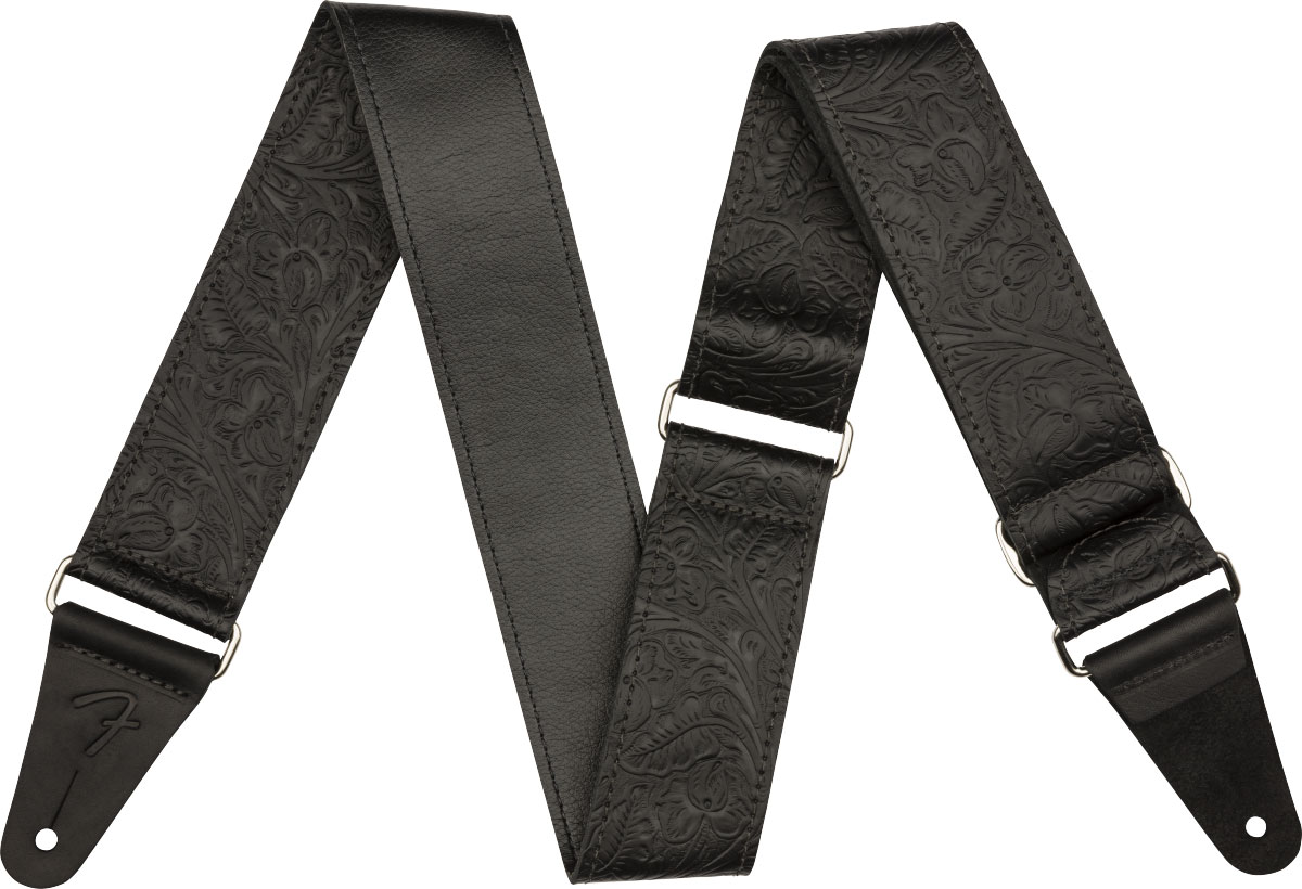 FENDER Tooled Leather Guitar Strap, 2, Black