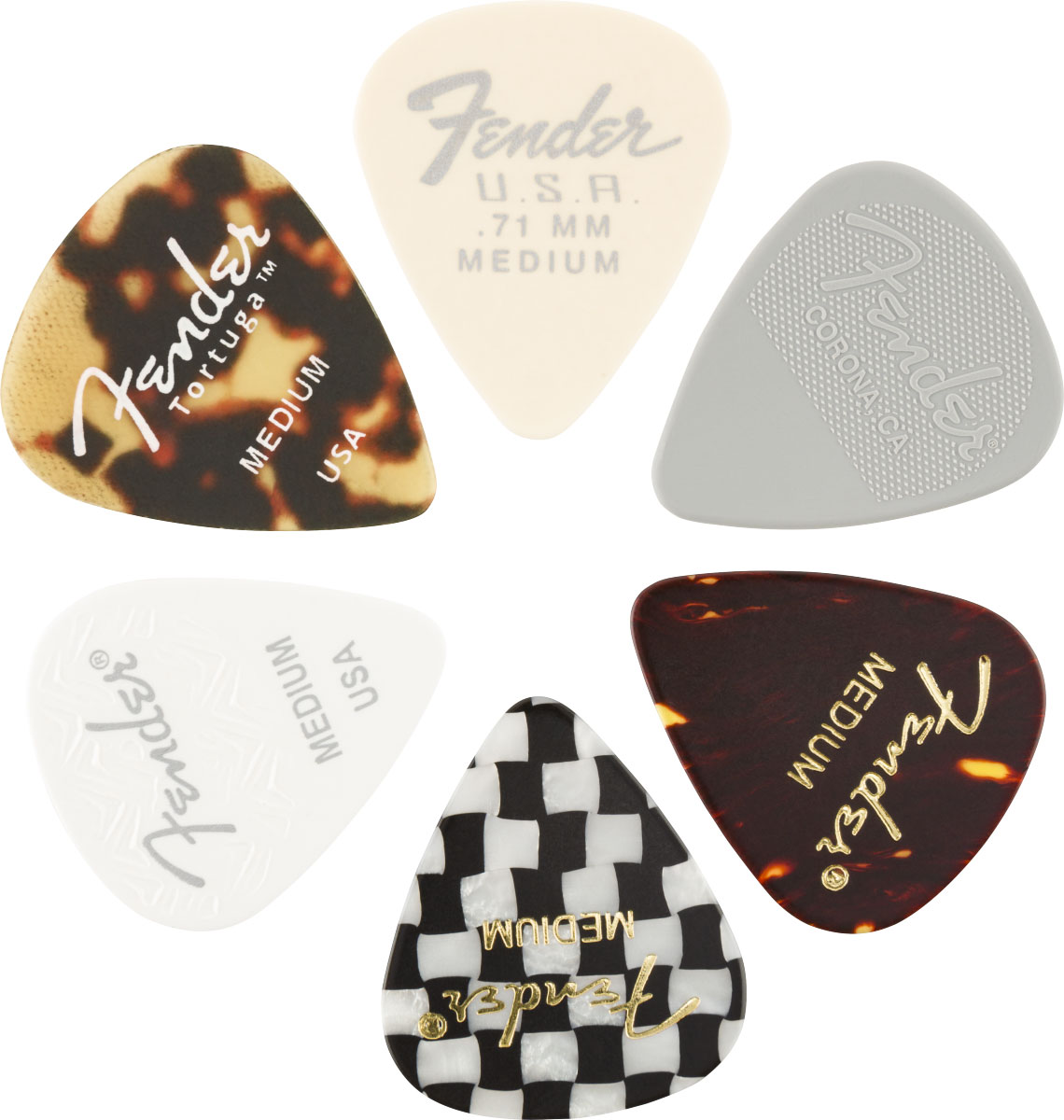 FENDER 351 Shape, Material Medley, Medium, (6)