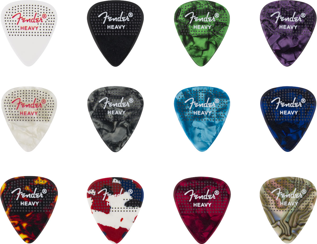 FENDER 351 Dotted Celluloid Picks, 12-Pack, Heavy